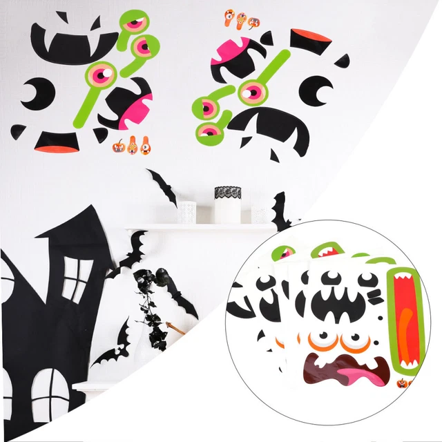5 PIEZAS Pegatinas de mueca de calabaza Papel Calabaza Pegatinas de pared Halloween Pegaduras de pared