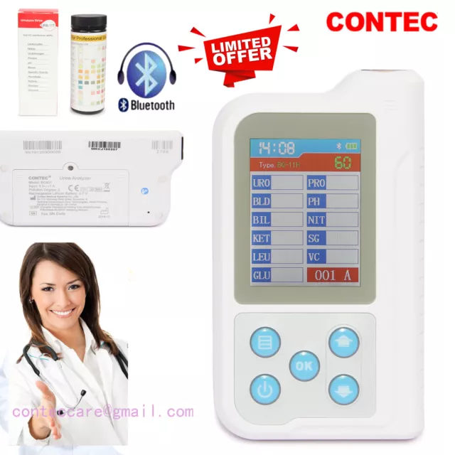 Promotion Urine Analyzer+100 Test paper,USB,Bluetooth,Rechargable BC401,2.4''LCD