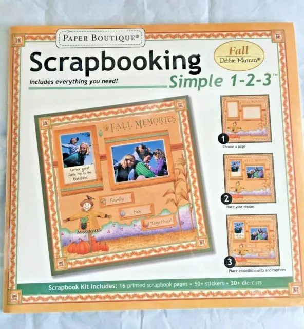 Debbie Mumm FALL Paper Boutique Scrapbooking Simple 1-2-3 Kit 16-12x12 Pages NEW