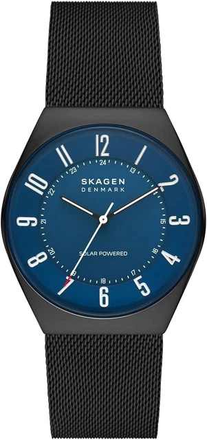 Skagen Watch for Men Grenen Solar Powered, Three Hand movement, 37mm (Blue) -NEW