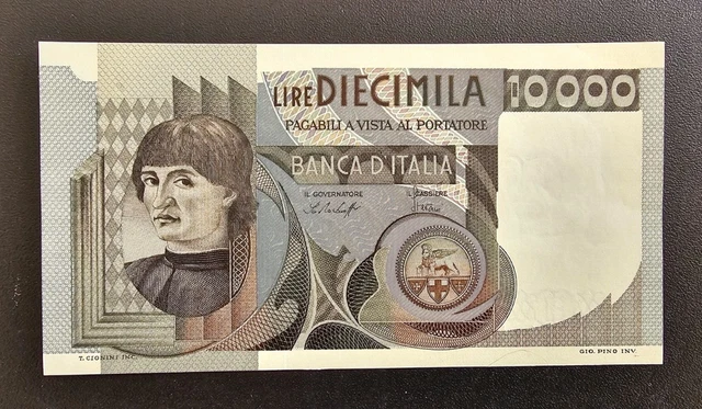 Banconota Banca D'Italia Lire 10000 Del Castagno Serie NB128221A Anno 1978