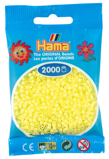 Hama 2000 Mini Bügelperlen 501-43 Pastell-Gelb Ø 2,5 mm Perlen Steckperlen Beads