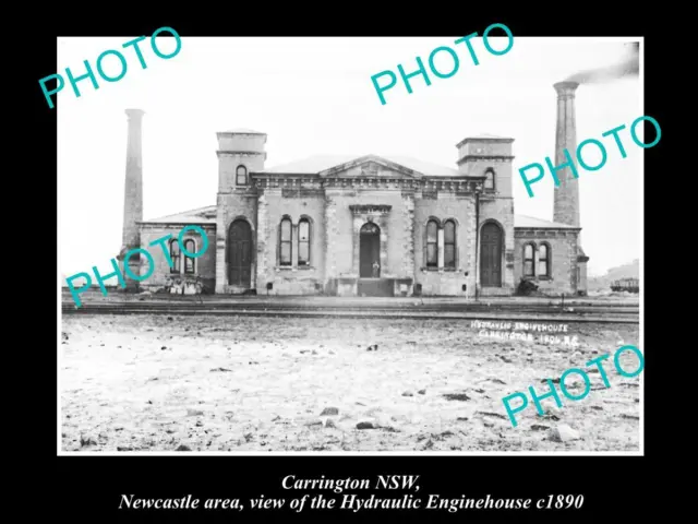 OLD LARGE HISTORICAL PHOTO OF CARRINGTON NSW HYDRAULIC ENGINE HOUSE c1900