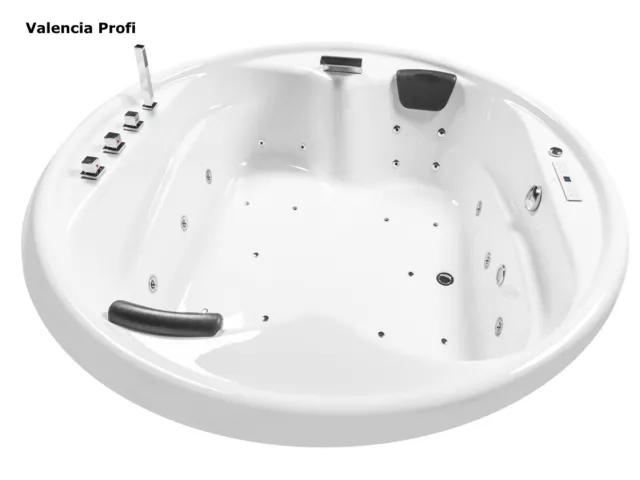 XXL Lujo whirlpool Bañera Redondo 182CM Doble Wanne LED Hecho en Alemania