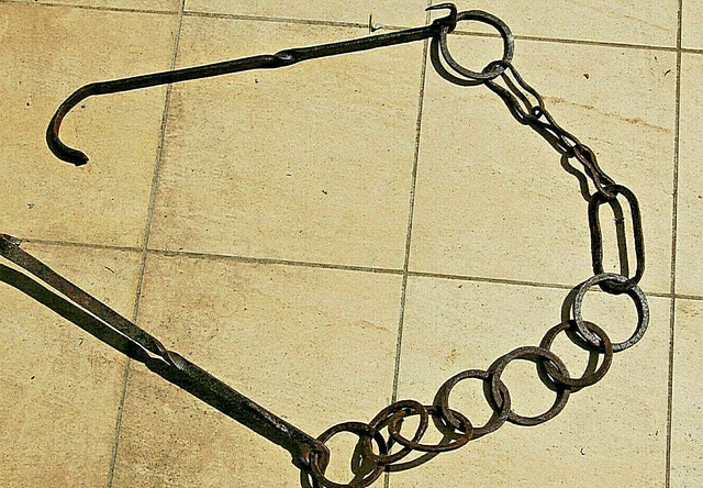 Catena Da Camino In Ferro Battuto-Fine 800-Modernariato Vintage