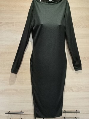 Pretty Little Thing Black Long Sleeve Bodycon Dress Size 12 VGC