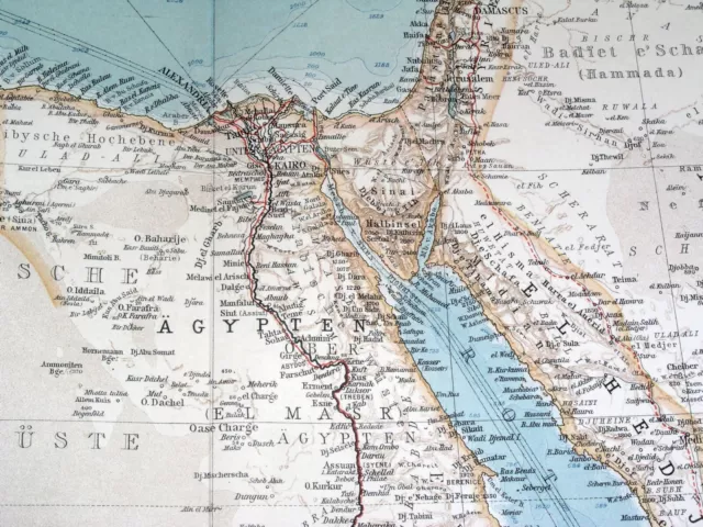 1905 Original Antique Map Of Ne Africa Egypt Saudi Arabia Sudan Ethiopia Somalia 2
