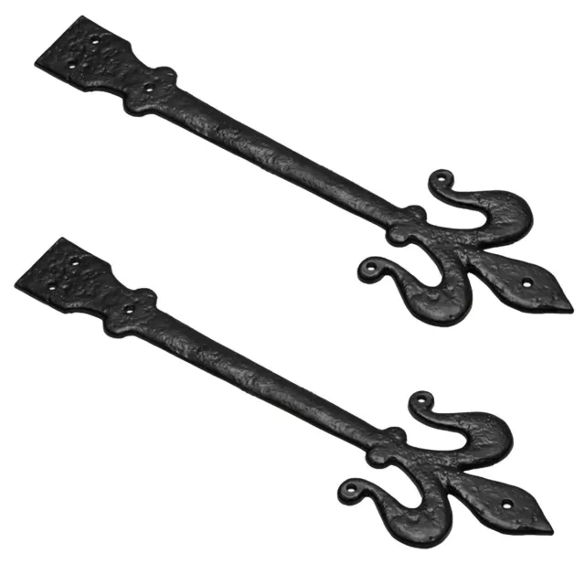 PAIR BLACK ANTIQUE 16" HINGE FALSE FRONTS Cast Iron Fake Dummy Gate Door Straps