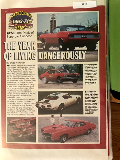 LBVETTE212 Article Pictorial 1970 The Peak of Supercar Success April 1985 4 page