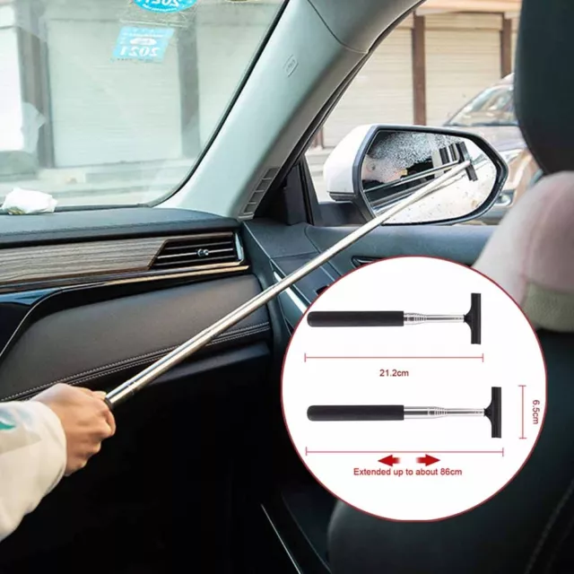 Retractable Double-side Rod Window Cleaner Squeegee Wiper Brush Car Accessories