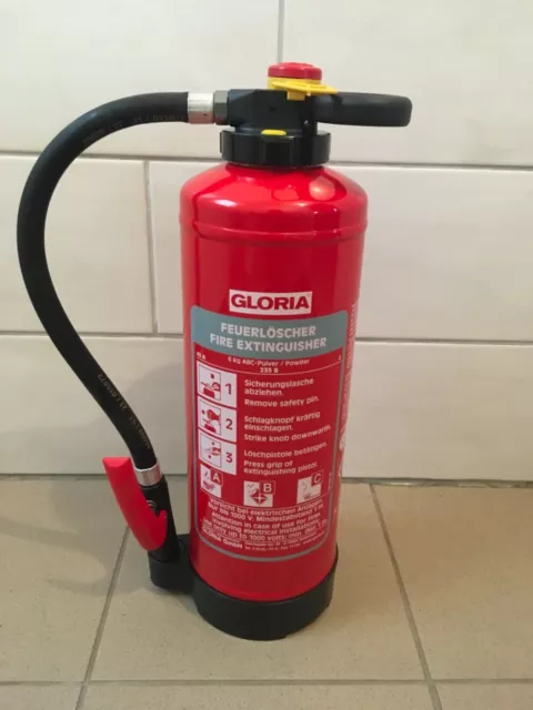 Neu 6 kg ABC Pulver Feuerlöscher  GLORIA  PH 6 PRO, DIN EN 3