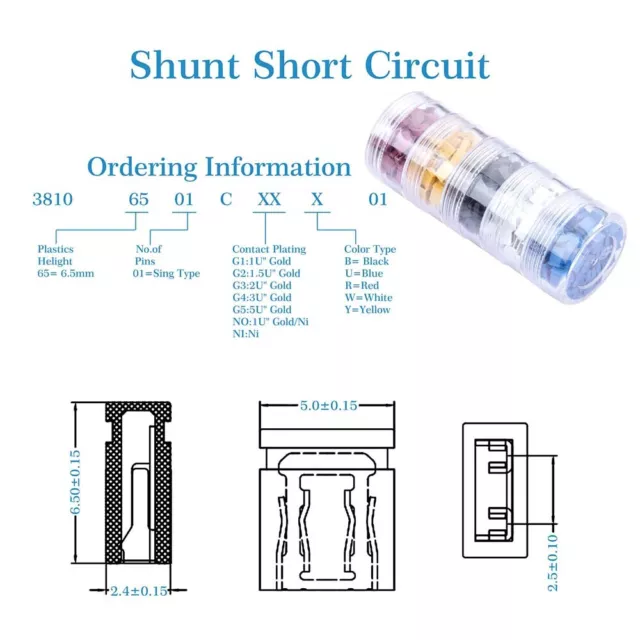 Spacing 2.54mm Standard PCB Shunts Short/Long Multicolour Mini Micro Jumper Cap 2