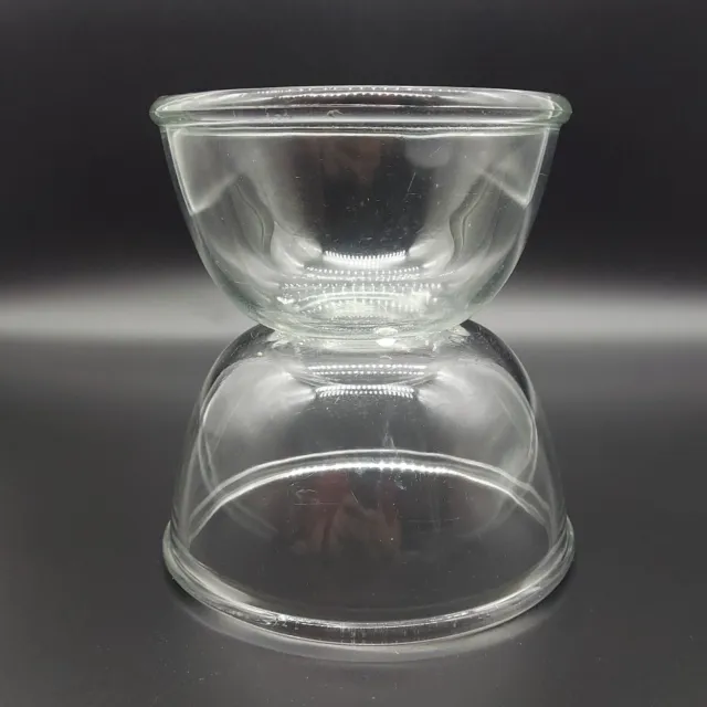 2 tazones redondos de mezcla vintage JAJ Pyrex cristalería transparente para más de 50 años