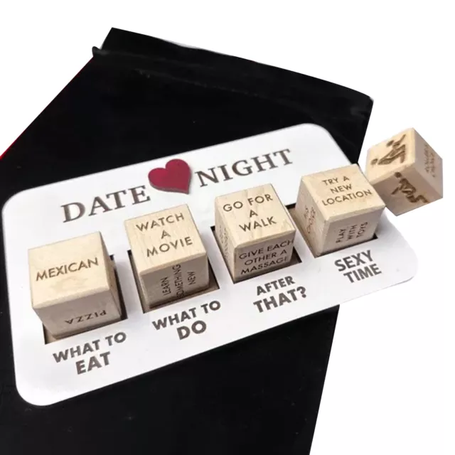 Valentine Day Date Night Dice Carved Kit Fun Multi-style Wooden Couple