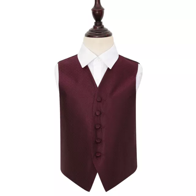 DQT Woven Greek Key Patterned Burgundy Boys Wedding Waistcoat 2-14 Years