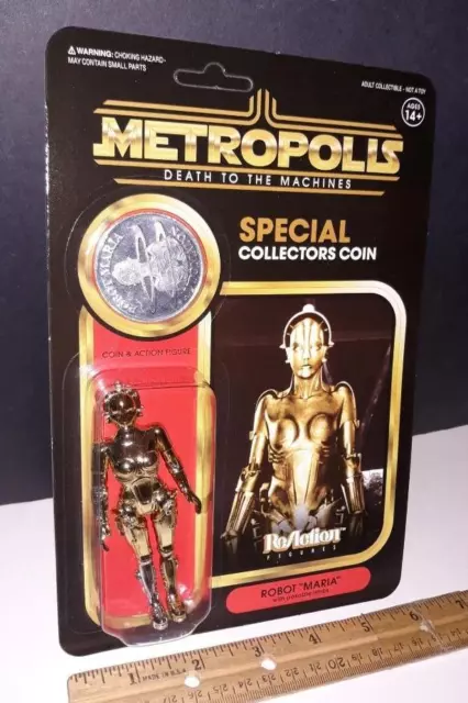 Super 7 Reaction Metropolis Robot Maria Chrome w/Coin SDCC 2018 Rare Con Unpunch