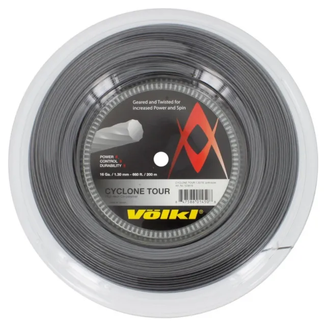 Volkl Cyclone Tour Tennis String 200m Reel - Red or Black, 16G,17G,18G Available