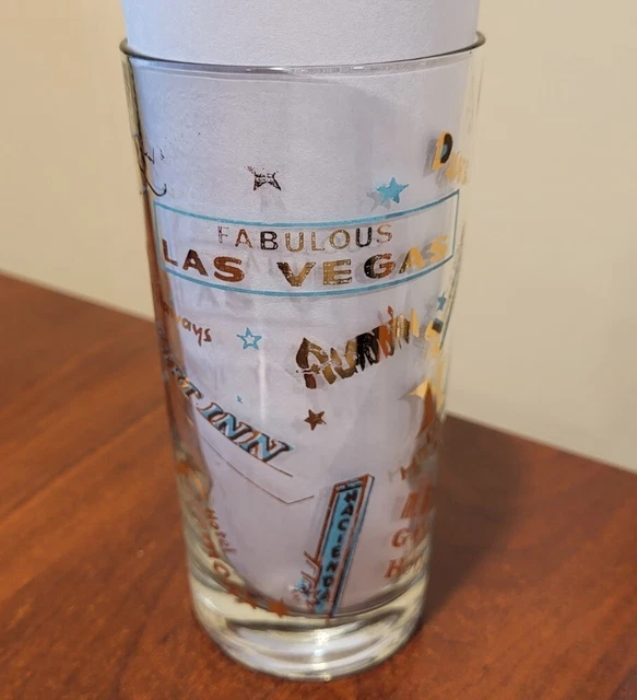 Vintage  Mid-Century  FABULOUS  LAS VEGAS  Souvenir Glass   Casinos Hotels