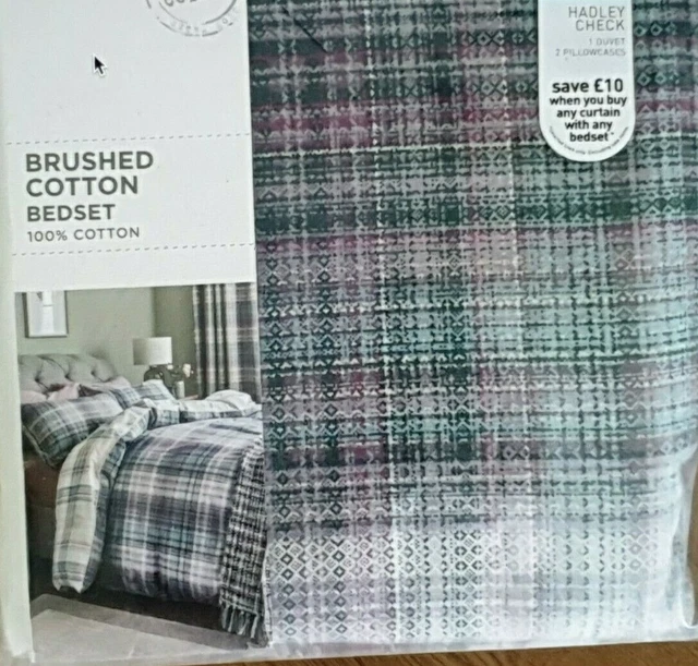 NEXT BRUSHED COTTON Hadley Check Print Single Duvet Cover