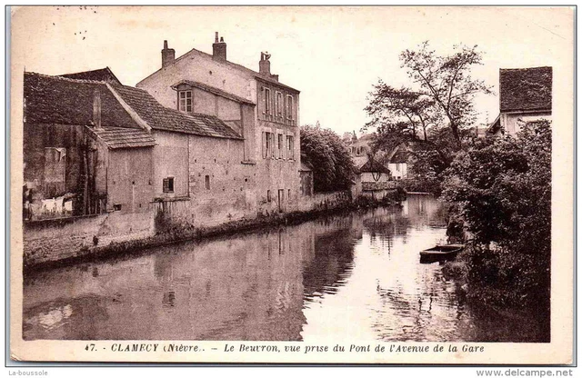 58 CLAMECY - le beuvron depuis le pont de l'avenue de la gare