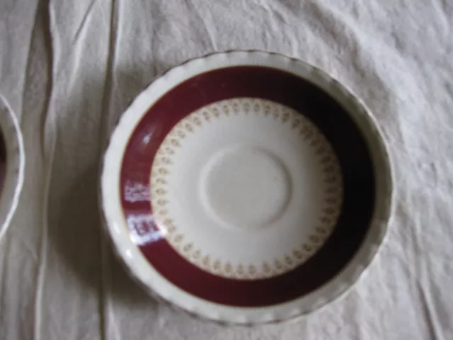 1 X J & G Meakin Sol Reg 391413 England White & Burgundy  Replacement Saucer