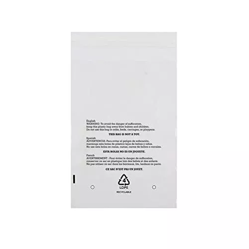 AwePackage Resealable Clear Poly Bags with 3 Language Suffocation Warning for...