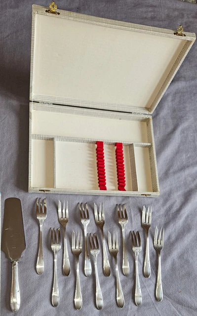 Coffret De 12 Fourchettes à Gâteaux Et 1 Pelle à Tarte - Guy Degrenne Argenté