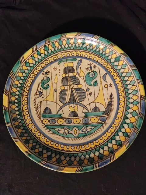 Plat Tobsil Céramique De Fès – Maroc, Décor Rayonnant, Parfait état