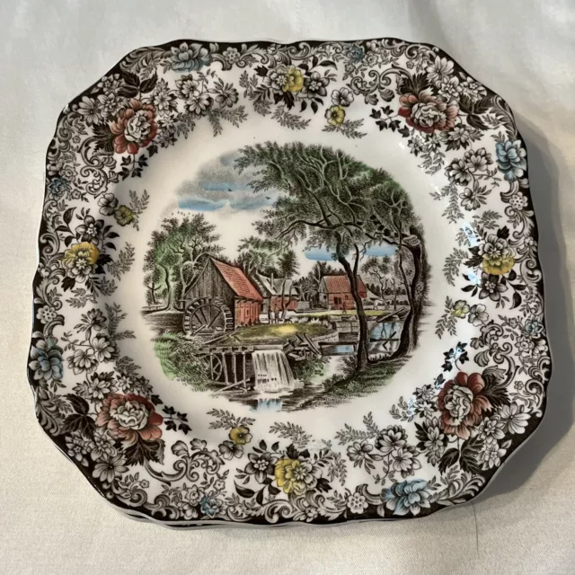 Friendly Village Covered Bridge Set of 5 Johnson Brothers Square Salad Plate