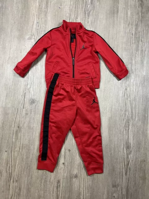 Air Jordan JM Tricot Baby Boys Infants Tracksuit Sweatshirt Jogger Pants Red 24M