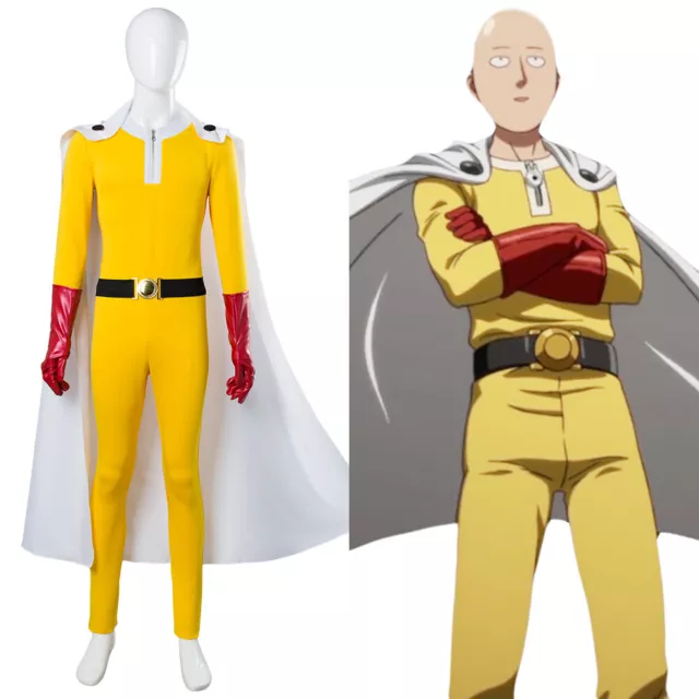 One Punch Man Hero Saitama Cosplay Costume Jumpsuit Uniform Outfit Full Set