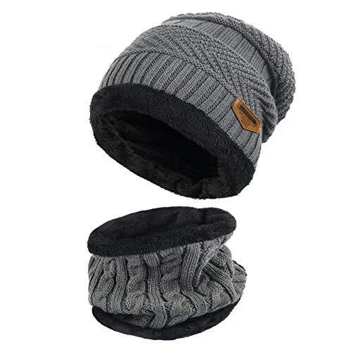 Gorro Y Bufanda De Invierno De Punto Forro Polar Calida De Esquí Para Frio Otoño
