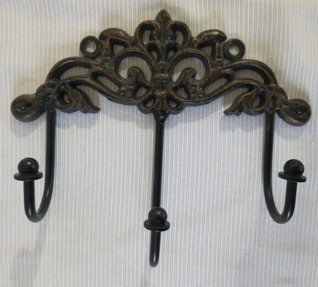 Vintage Style Cast Iron Triple Hook - 7" x 5.5" x 2"-Hang Keys Purse Jacket