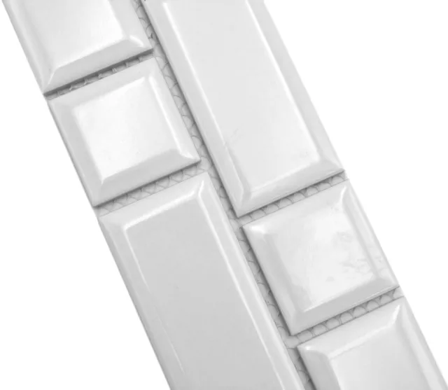 Mosaico bordo bordo metro uni bianco mosaico ceramica lucido WB26BORWM-0101