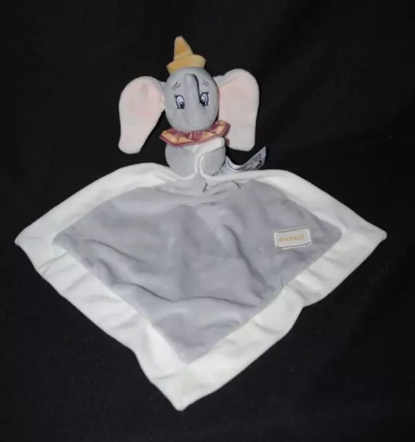 Doudou éléphant Dumbo plat gris DISNEY col rouge rayé yeux bleus NEUF