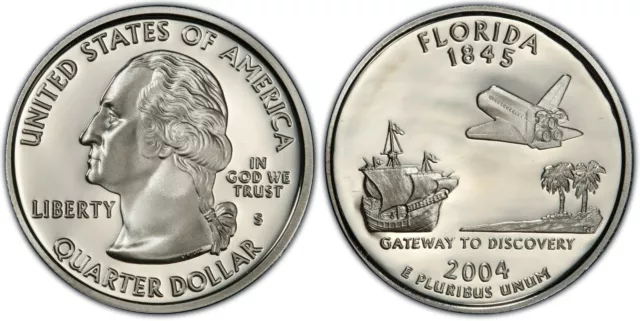 2004-S 25C FLORIDA 90% SILVER Statehood Quarter DCAM (Proof) BU