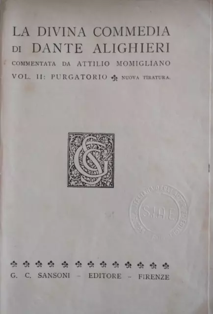 la divina commedia purgatorio dante alighieri	sansoni firenze 	momigliano 1950