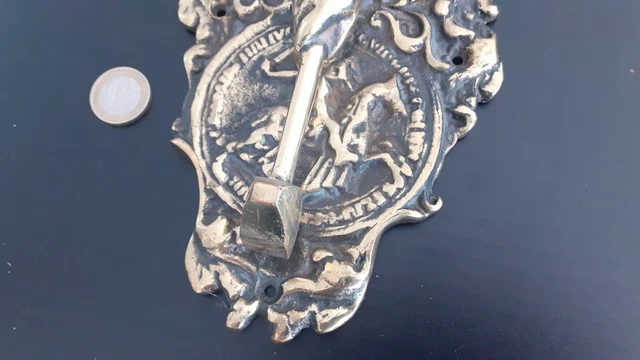Ancien Heurtoir De Porte En Bronze / Maçonnique / Templier / Chevalier / Marteau 3