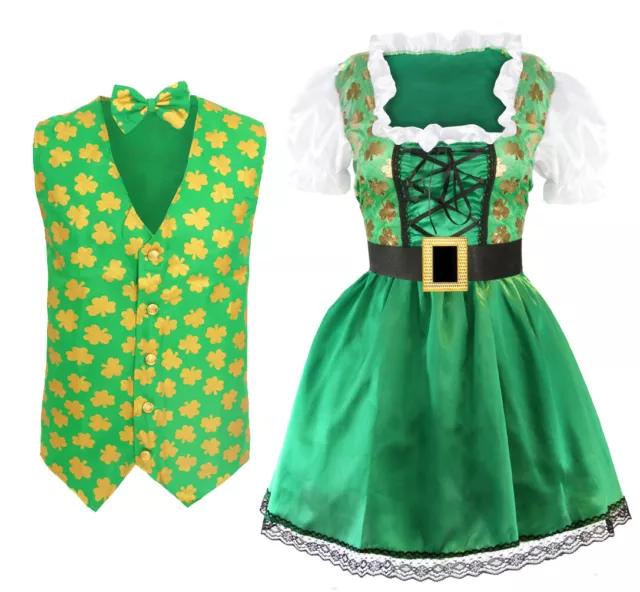 Mens Ladies Irish Fancy Dress St Patricks Day Leprechaun Ireland Costume Womens