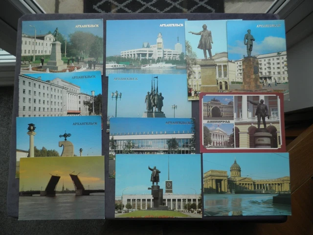 12 Postcards Russia, Leningrad, Monuments To Pushkin, Vladimir Lenin Arkhangelsk