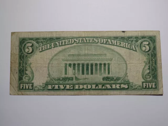 $5 1929 Scarsdale New York NY National Currency Bank Note Bill Ch. #11708 FINE 3