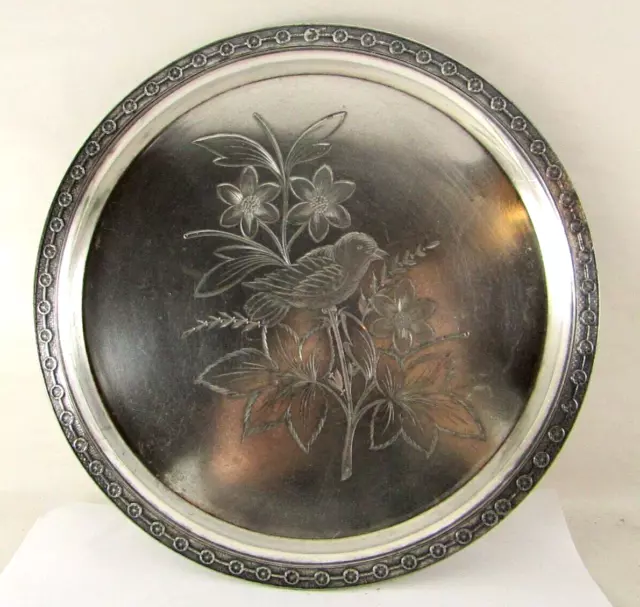 Rockford Quadruple silver-plate Tray Ornate With Birds 10"