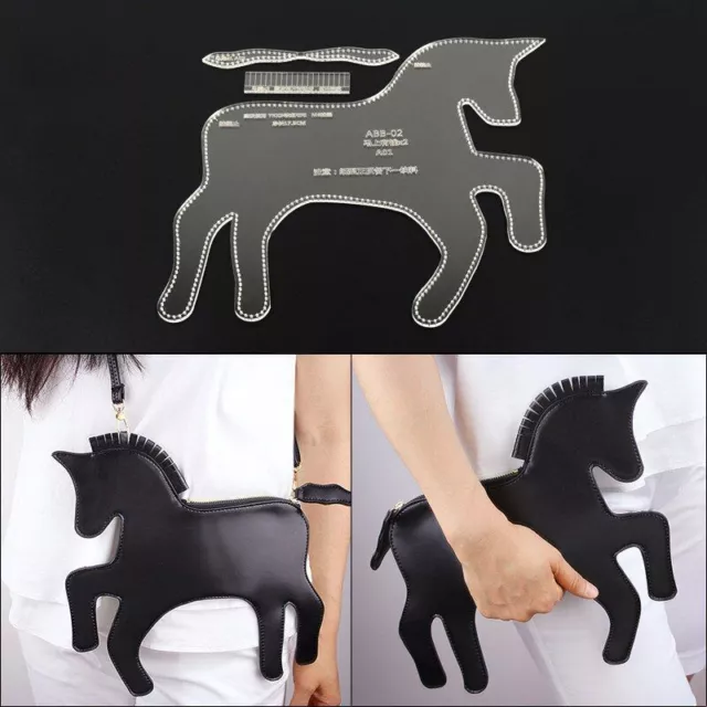 Leather Horse Pattern Clutch Bag Clear Acrylic Template DIY Craft Stencil Tool