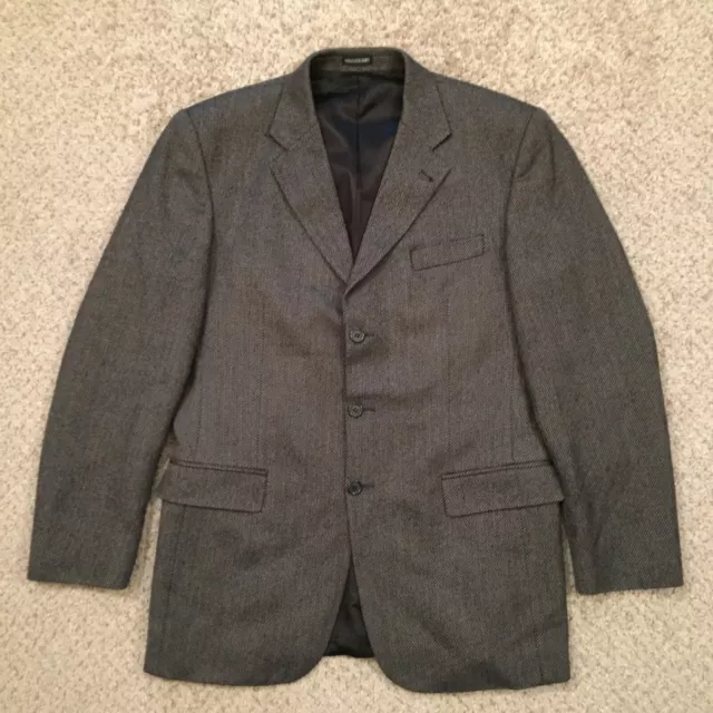 Stafford Sport Coat Blazer Mens 40 Long Gray Three Button Wool/Cashmere