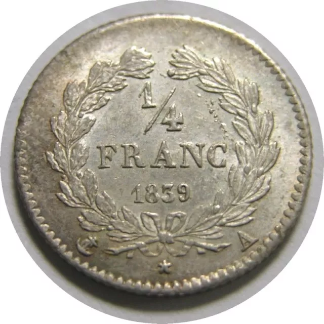 elf France 1/4 Franc 1839 A  Silver   Louis Philippe I 2