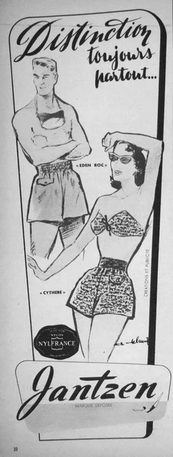 Publicité Jantzen Slip De Bain Et Maillot Eden Roc Cythere Distinction Toujours