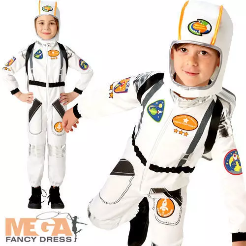 Astronaut Kids Fancy Dress Space Man Suit NASA Uniform Boys Girls Childs Costume