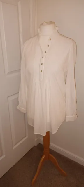 Mint Velvet Size 12-14 Cream Frill Collar Layering Blouse Pretty Feminine Vgc