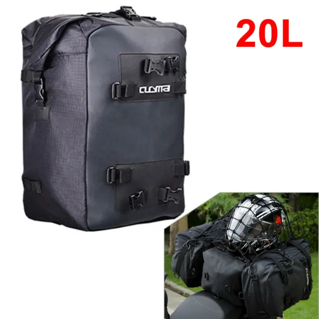 Motorcycle 20L Rear Tail Seat Back Saddle Carry Bag Waterproof Bag Luggage Black
