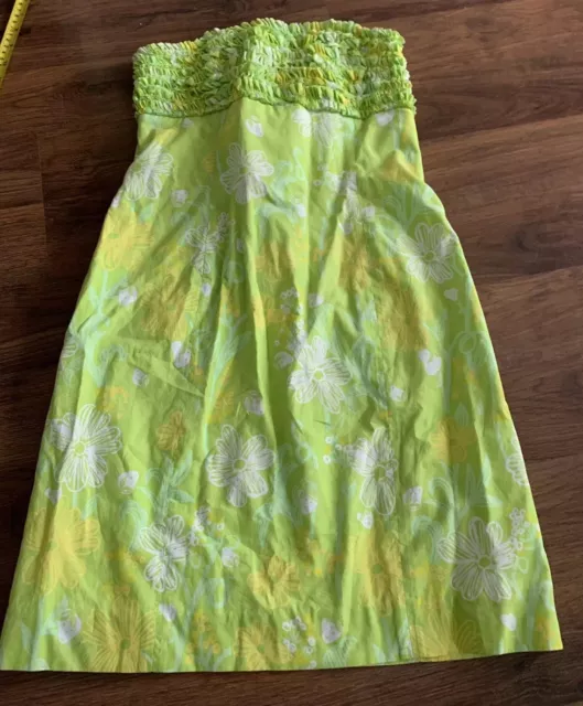 Lilly Pulitzer Dress Womens Size 2 Strapless Green Spring Summer Party Floral